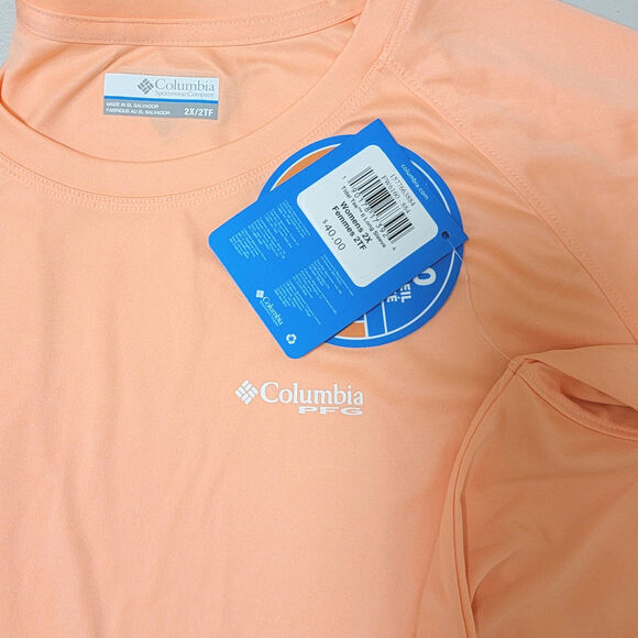 Columbia Women Tidal Tee II Long Sleeve Shirt Plus Size Size 2X Tiki Pink/White - Picture 5 of 5